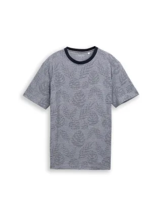 Tom Tailor - Jacquard T-Shirt mit Muster navy leaf jacquard design - Gr. - M