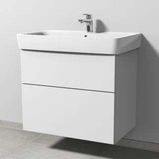 Sanipa 3way Waschtischunterbau zu Geberit Renova Plan Waschtisch mit 2 Auszügen, Weiß-Soft SM87843