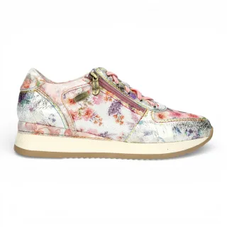Laura Vita Damen-Sneaker Gycmo 58 aus grünem Leder mit Blumenmuster