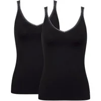 sloggi Unterhemd GO (2er Pack) zarte Spitze, Baumwollmischung, V-Ausschnitt