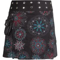 Vishes Wickelrock Bedruckt Bestickt Blumen Mandala Gürtel-Tasche Cacheur, Hippie, Goa, Elfen, Boho Style