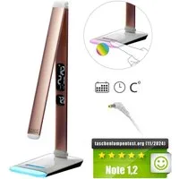 EAXUS LED Schreibtischlampe Tischleuchte mit RGB-Farbwechsel und Dimmfunktion, LED fest integriert, Variabel, warmweiß, Tageslichtweiß, kaltweiß, Display mit Uhrzeit, Datum, Temperatur