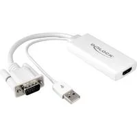 USB 2.0 Adapter, USB-A + VGA Stecker > HDMI Buchse weiß, 25cm