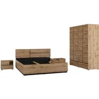 OTTO home Schlafzimmer-Set Cross, moderne, grifflose Optik, FSC-zertifiziert, (4-tlg., Bett 180x200cm, 2 Nachtkommoden, Schrank 2-oder 4-türig), Komplettschlafzimmer-Set