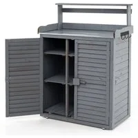 COSTWAY Pflanztisch, mit Unterschrank & abnehmbaren Regalen, 87 x 45 x 120cm
