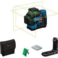 Akku-Linienlaser GLL 12V-100-33 CG Professional blau/schwarz, grüne Laserlinien, inkl. Universalhalter LB 10