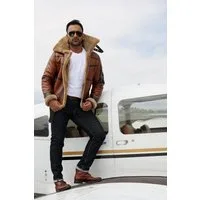 Hollert Bomberjacke B16 Herren Lammfelljacke Echtleder Merino Schaffell Fliegerjacke