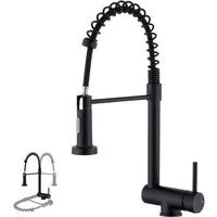 DESFAU Küchenarmatur Vorfenster Wasserhahn, 360° Drehbare, Unterfenster Klappbar 180° Spültischarmatur,zwei Strahlarten,Edelstahl 304,Schwarz