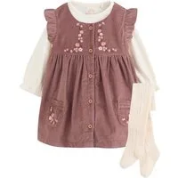 Next Latzkleid 3er Set Baby Trägerkleid, Bodysuit & Strumpfhose (3-tlg)