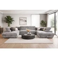 Labett Wohnlandschaft mit Schlaffunktion & Bettkasten GUSTAVO U-Form Sofa aus Cord