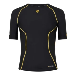 Skins - "A200" Base Layer Oberteil für Herren, kurzärmlig (Schwarz/Gelb)