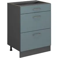 Vicco Unterschrank R-Line, Blau-Grau/Anthrazit, 60 cm mit Schubladen, ohne Arbeitsplatte (1-St)