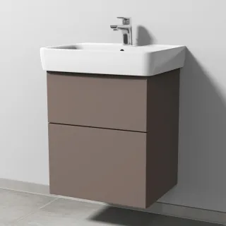 Sanipa 3way Waschtischunterbau zu Geberit Renova Plan Waschtisch mit 2 Auszügen, Taupe-Matt SP8741T