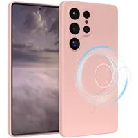 EAZY CASE Handyhülle für Samsung Galaxy S25 Ultra Hülle Silikon 6,9 Zoll, MagSafe Schutzhülle Silikoncover mit Kameraschutz Rosa / Altrosa