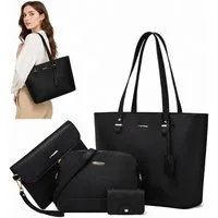 ibettertec Shopper Damen Taschen Set 4tlg Handtasche Shopper Umhängetasche Kartenetui (Elegantes 4-teiliges Taschenset für Damen – vielseitig kombinierbar), geräumig und perfekt für Alltag, Büro und Freizeit