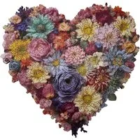 abc HOME Puzzle Herzform, Blumen, Holz, Ø 27 cm, 200 Puzzleteile