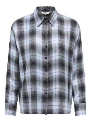 ONLY - ONLRILEY LIFE LS CHECK SHIRT WVN Dusty Blue - Gr. - S