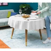 Simurq Tischdecke Wasserabweisend, Leinenoptik Tischdecke Abwaschbar - Lotuseffekt (Pflegeleicht & fleckenabweisend Tischdecken, Tischdecke Rund - Tischtuch Table Cloth)