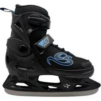 Cox Swain Schlittschuhe CRYSTAL – größenverstellbar, Softboot – Black/Blue – S (33-36), Verstellbare Schlittschuhe mit Edelstahlkufen