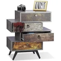 relaxdays Kommode Vintage Kommode mit 4 Schubladen