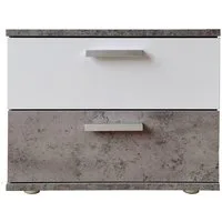 HTI-Living Nachtkommode Nachtschrank Beton Weiß mit 2 Schubladen Nina (Stück, 1 St., 1 Nachtschrank), Nachttisch Nachtkommode Nachtkonsole