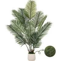 Kunstbaum Künstliche Areca Palme 13 Realistische Dunkel-Hellgrüne Blätter, TLGREEN, Höhe 150 cm, Tropische Pflanzen Deko für Innen Wohnzimmer Büro