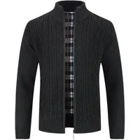 Allthemen Cardigan mit Stehkragen Herren Strickjacke mit reißverschluss