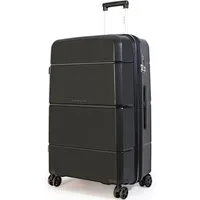 NEWCOM Hartschalen-Trolley Reisekoffer Erweiterbar, Hartschale Koffer mit TSA-Schloss, PP, 4 Rollen, XL 28Zoll, Schwarz, ultraleichter & robuster Check-in Koffer
