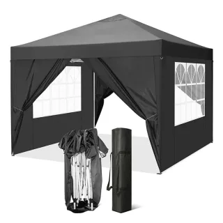 Xmund Portable Folding Canopy With Sidewalls, Outdoor Waterproof Gazebo Featuring Tent With UV Protection, Ideal for Gar