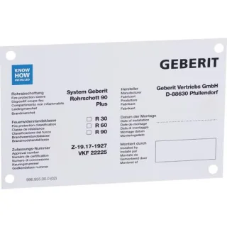 Geberit Hinweisschild für Rohrschott90 Plus 241896001