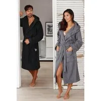 Bruno Banani Unisex-Bademantel Robby, ideal für Sauna & Spa, Standardlänge & Überlänge, Langform, Walkfrottee, Kapuze, Gürtel, Damen & Herren Bademäntel, Baumwolle, mit Taschen, Sauna, XS-3XL