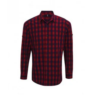 Premier Herren Karohemd Mulligan, langärmlig (Rot/Marineblau)