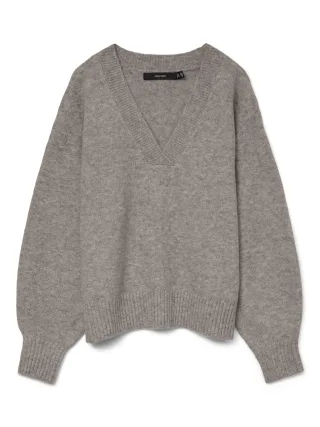 VERO MODA - VMBOOM LS V-NECK PULLOVER Moon Rock - Gr. - M