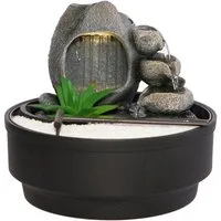 Dehner Zimmerbrunnen Korali, mit LED-Beleuchtung, Höhe ca. 21 cm, Ø ca. 21 cm, Polyresin, dekoratives Wasserspiel mit sanftem, warmweißen Licht