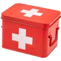 eluno Erste-Hilfe-Koffer mit herausnehmbarem Tablett und 4 Fächern, Metall