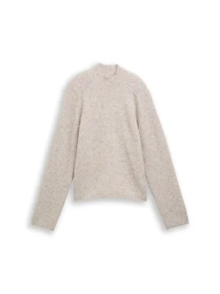 Denim Tom Tailor - Strickpullover mit Wollanteil atmosphere beige melange - Gr. - XXL