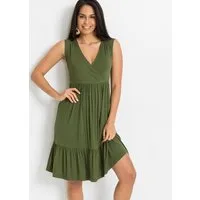 bonprix Jerseykleid für eleganten Look, ärmellos, ohne Kragen, A-Linie, mit Volant