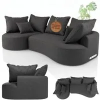 Juskys Ecksofa Tirano, 2 Teile, Entfaltet sich selbst, Rücken- & Dekokissen, bis 500 kg belastbar