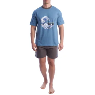 Herren-Pyjama mit kurzen Ärmeln aus 100 % Baumwolle KL30000