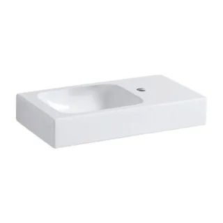 Geberit iCon Handwaschbecken 124053000 53x31cm, Ablagefläche rechts, mit Hahnloch, ohne Überlauf, weiß