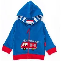 Toby Tiger Kapuzensweatjacke Sweatjacke mit Feuerwehrauto Print