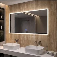 AQUALAVOS Badspiegel LED Spiegel 140×70 cm Touch Badezimmerspiegel Beschlagfrei Wandspiegel, mit 6400K Kaltweiß/ 3000K Warmweiß Licht Beleuchtung, Energiesparender