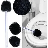 Casativo WC-Reinigungsbürste WC-Bürste aus Edelstahl, Klobürste inkl. 3 Bürstenköpfen Ø 8cm, (3-tlg., 1er-Set (3 St) & 2er-Set (6 St), WC-Bürste Edelstahl Inkl. 3 schwarzen Bürstenköpfen (8cm)