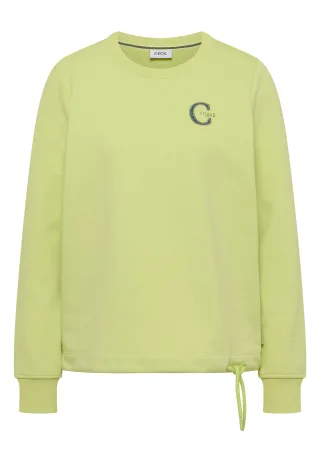 CECIL - Sweatshirt mit Rundhals und Tunnelzug citrin green - Gr. - L