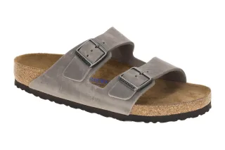 Birkenstock 552801 Arizona_BS Herren Pantolette grau - iron Soft Footbed Echt...