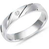 Unique Silberring Unique Silberring 925 Sterling Silber Zirkonia quermattiert 4mm breit