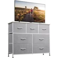WLIVE Kommode Schubladenkommode mit 7 Stoffschubladen, (stabiler Stahlrahmen & Holzplatte), Breit 100cm, moderne Kommode für Wohnzimmer, Schlafzimmer, Flur & Büro