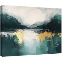 Wallarena Leinwandbild Abstrakt Grün - Modern - Wohnzimmer, Marmor, 40x30x2cm