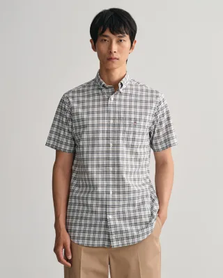 GANT - Regular Fit Popeline Kurzarmhemd mit Mini-Karomuster basil green - Gr. - XXL