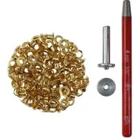 Langlauf Schuhbedarf Öse Großpackung Ösen 100 Stück 4mm gold - Werkzeug + Locheisen
